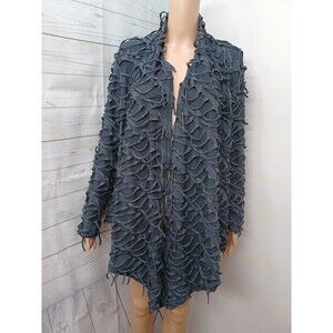Moonlight Y&S open front cardigan gray fringed all Over Small